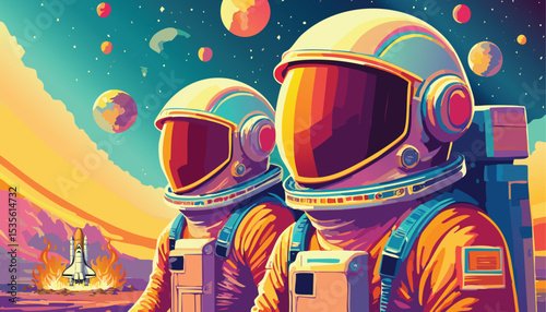 Couple astronauts left on Mars or other uninhabited planet.