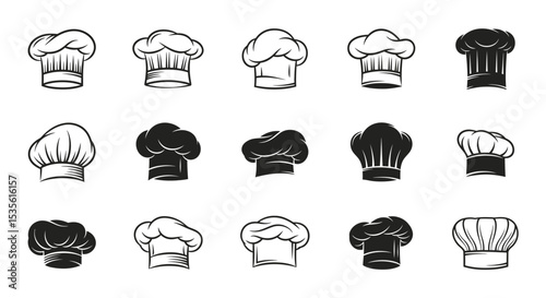 Chef Hat Icons Collection of Culinary Headwear Illustrations