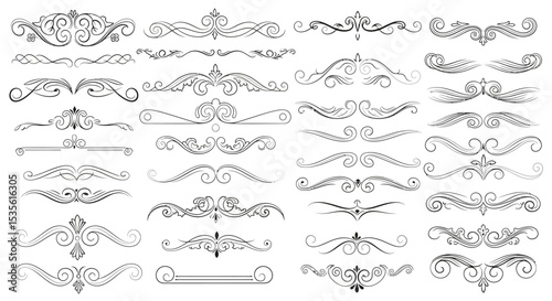 Elegant Flourishes and Swirls Collection of Ornamental Design Elements
