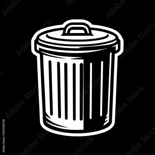 Black and White SVG of a Trash Bin