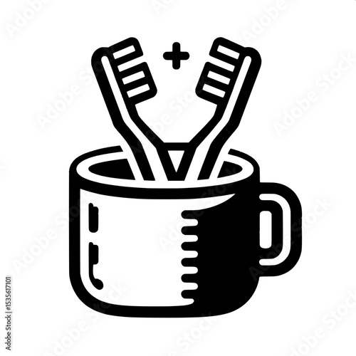 Black and White SVG of a Toothbrush Holder