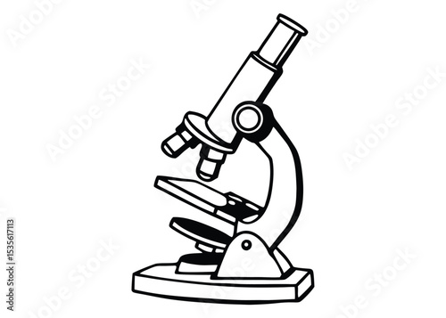 Line art microscope icon.

