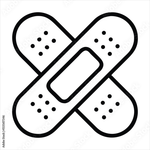 Two adhesive bandages crossed icon isolated on white background