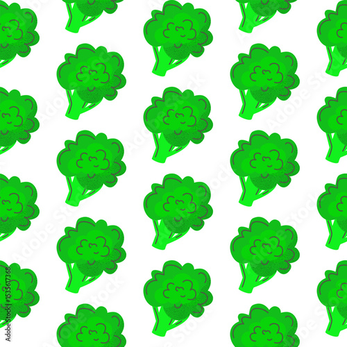 Broccoli seamless pattern. simple symmetrical diagonal background. Bright and fun vegetable design for fabric, wallpaper, wrapping paper, or healthy food projects