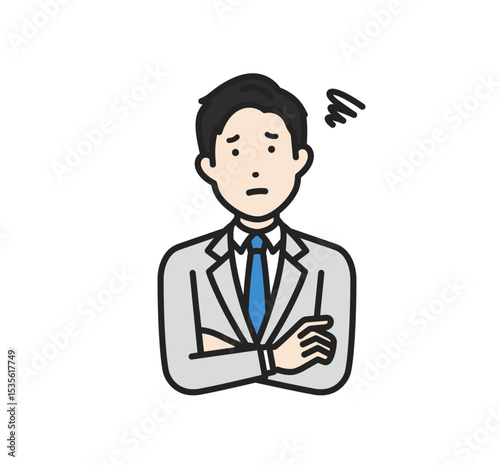 悩む,スーツ男性