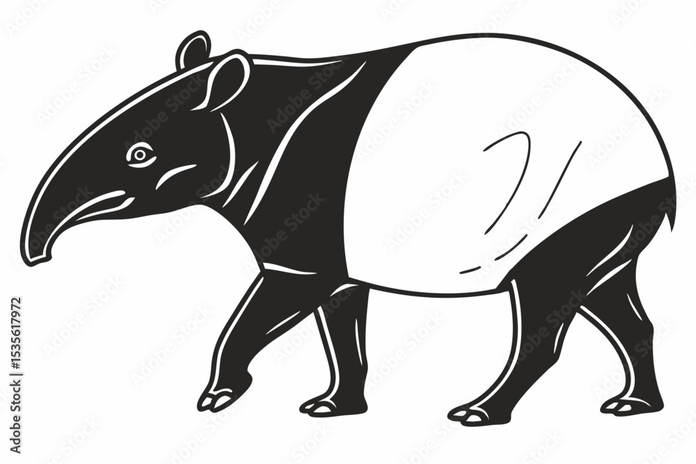 Obraz premium tapir sihouette black vector 