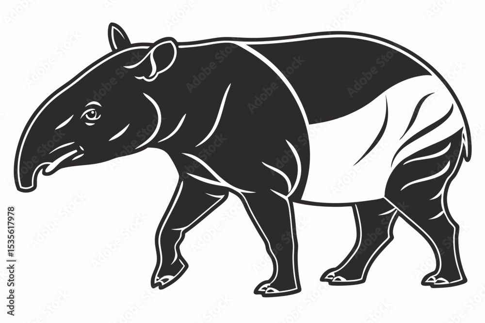 Fototapeta premium tapir sihouette black vector 