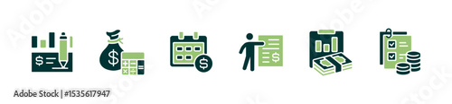 simple financial strategy budget management icon line money accounting finance target signs vector illustration for web and app