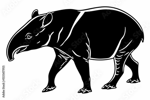 tapir sihouette black vector 