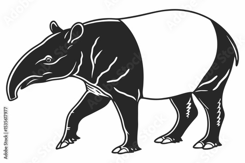 tapir sihouette black vector 