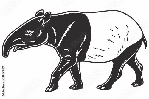 tapir sihouette black vector 