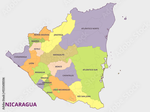 Map of Nicaragua Regions and Administrative Divisions