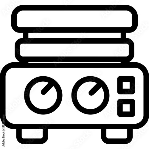 Laboratory magnetic stirrer hot plate outline icon vector