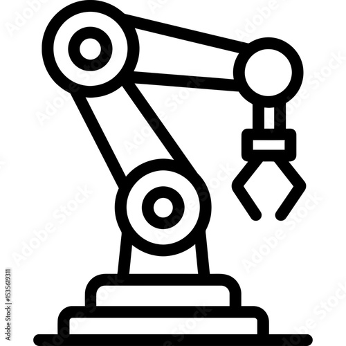 Industrial robot arm outline icon vector