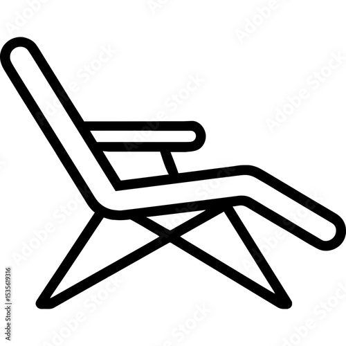 Outdoor lounge chair outline icon vector