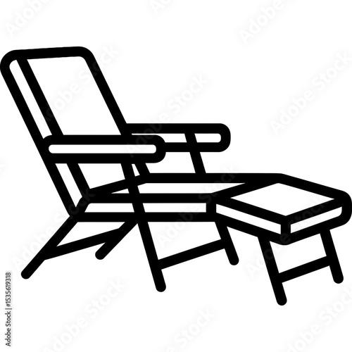 Outdoor lounge chair outline icon vector