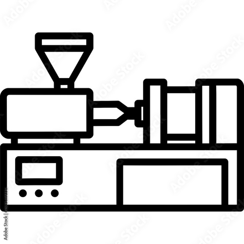 Injection molding machine outline icon vector