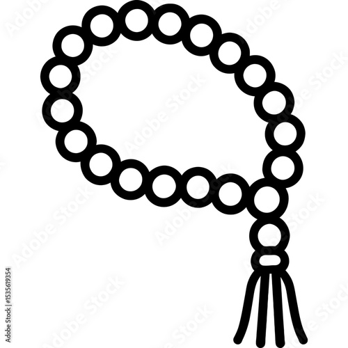 Outline icon of meditation beads with tassel