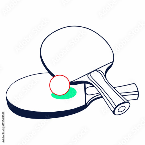 Two Ping Pong Paddles and Ball Illustration