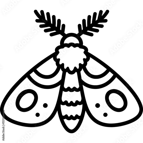 Moth outline icon vector