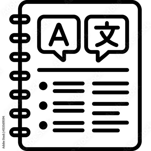 Language learning notebook outline icon vector