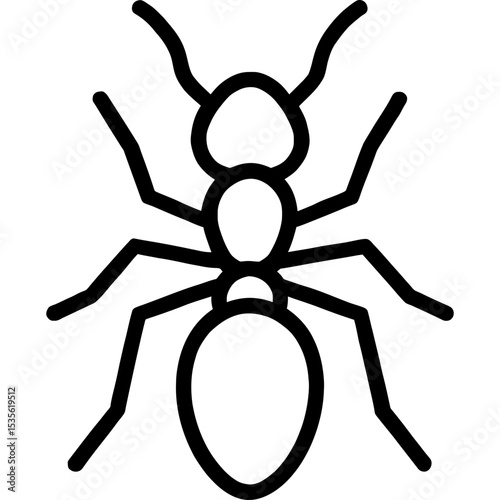 Ant outline icon vector for minimal black and white design