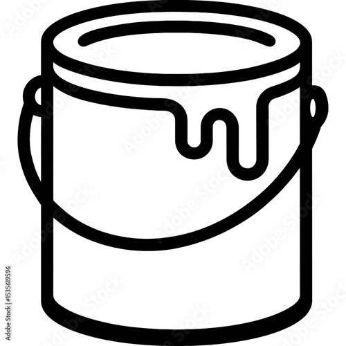 Clean line art icon of a paint can in vector format