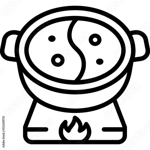 Hot pot divided sections outline icon vector