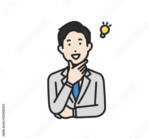 ひらめく,スーツ男性
