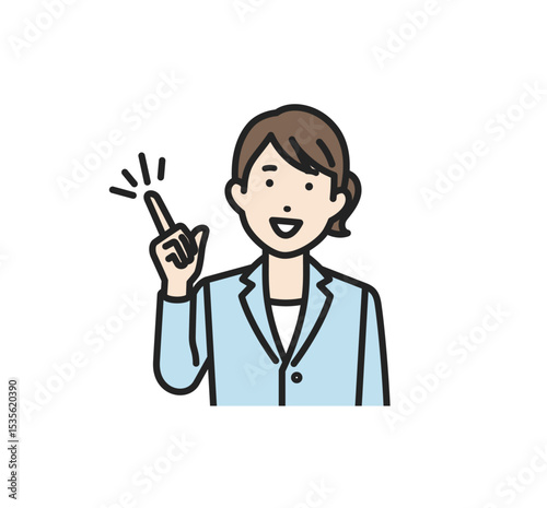 指をさす,スーツ女性