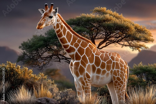 Giraffe eyes focused in jungle light high resolution picture
