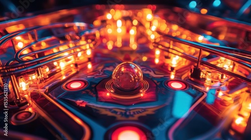 Vibrant illumination of pinball machine offering a sense of classic nostalgia