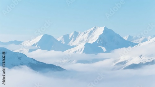 Wallpaper Mural Snowy Mountain Peaks Above Clouds Torontodigital.ca