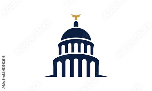a capitol themed graphic image, on a white background. vector graphic base.