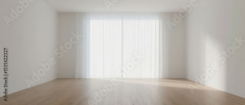 Wallpaper Mural Empty Room with Wooden Floor and Large Window Torontodigital.ca