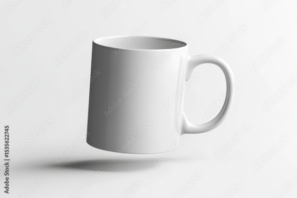 Obraz premium Floating White Coffee Mug with Subtle Shadow on a Clean Background