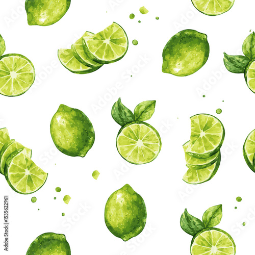 Seamless vector pattern with hand drawn pieses of lime.