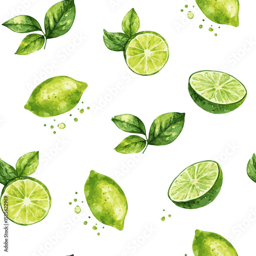 Seamless vector pattern with hand drawn pieses of lime.