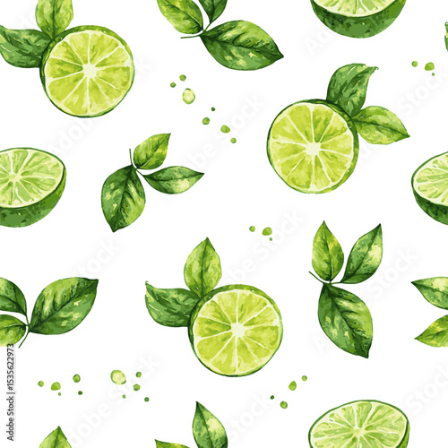 Seamless vector pattern with hand drawn pieses of lime.