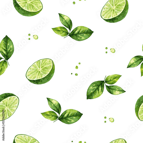 Seamless vector pattern with hand drawn pieses of lime.