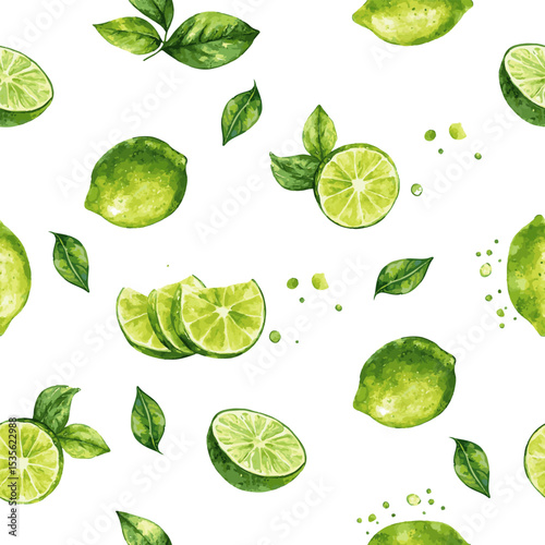 Seamless vector pattern with hand drawn pieses of lime.