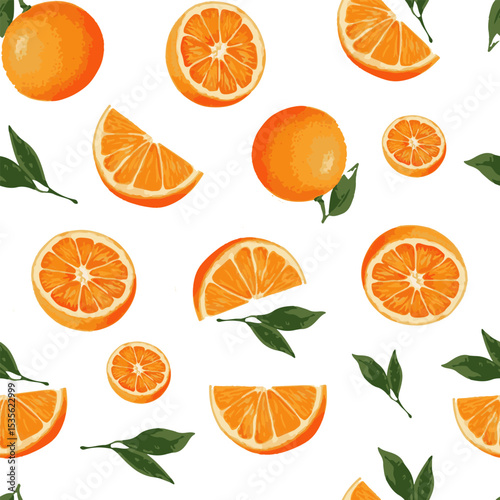 Semaless orange pattern for packages. Oranges vector pattern.