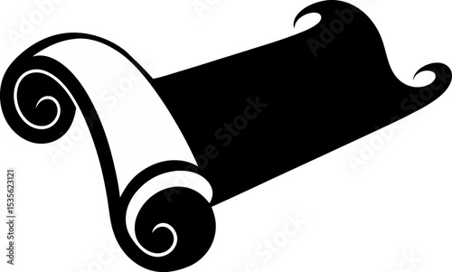 A Rolled Parchment Scroll Silhouette Vector Illustration