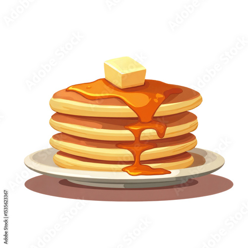 A pancake stack icon with syrup and butter