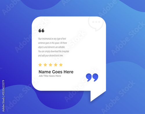 Creative Testimonial Editable Vector template, Empty speech bubbles, What our Clients Say, Quote, Review, Feedback, Infographic Template, Label, text box layout design, recommendation note, rate us