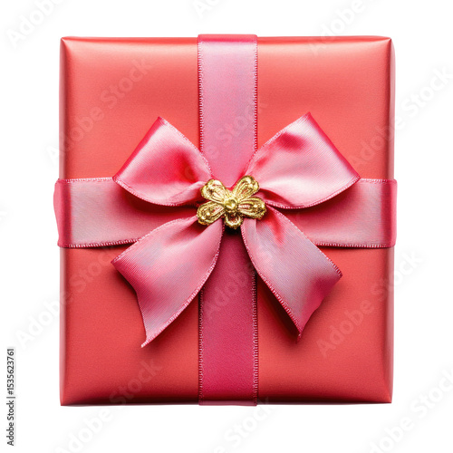 Red Gift Box with Pink Ribbon