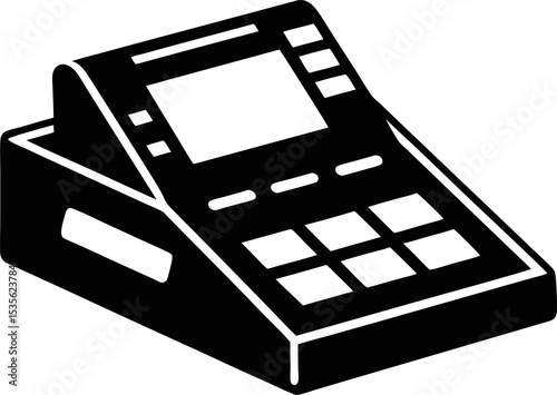 Card Machine Silhouette Vector Illustration 