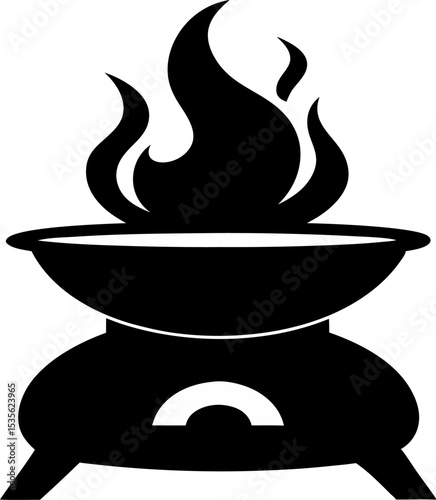 Charcoal Burner Silhouette Vector Illustration 