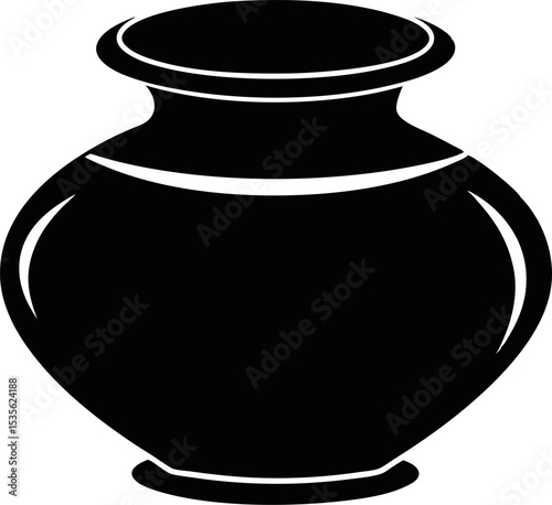 Clay Pot Silhouette Vector Illustration 