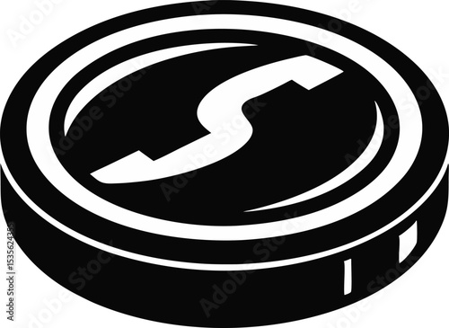 Coin Silhouette Vector Illustration 